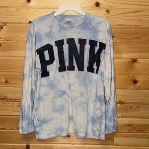 Blue Tie-Dye PINK Long Sleeve Shirt